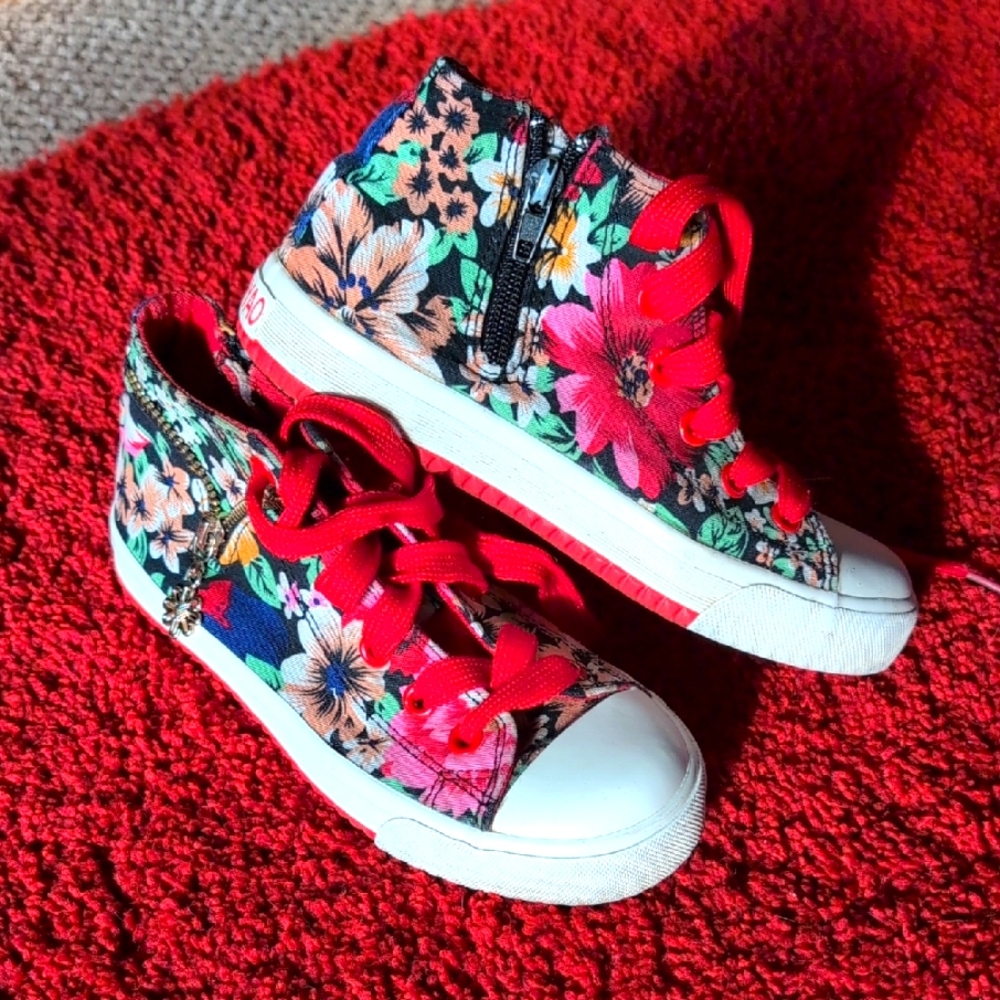 FEIYAO Floral Kids High-Top Sneakers Sz 33 EU / 1 US